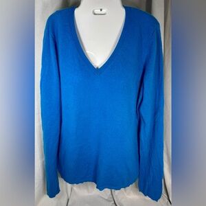 100% Cashmere Vibrant Blue Sweater Ann Taylor Factory XL
